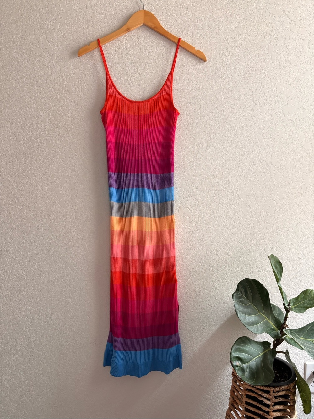 Banana Republic Limited Edition Multicolor Striped Ribbed Midi Dress Size M